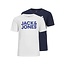 Jack & Jones Junior Jack & Jones Junior Jongens T-shirt SET JJECORP LOGO 2-Pack Wit / Blauw