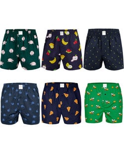 MG-1 Woven Wide Boxershorts Men 6-Pack Multipack with Print