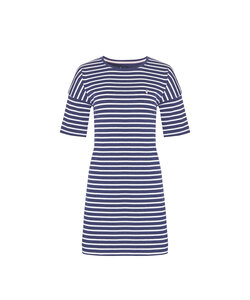 By Louise Dames Nachthemd Korte Mouwen Navy Blauw Gestreept