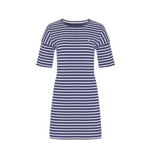 By Louise Ladies Nightgown Short Sleeves Navy Blue Striped