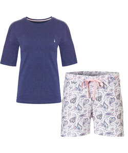 By Louise Dames Korte Pyjama Set Shortama + Top Blauw