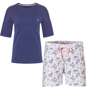 By Louise Dames Korte Pyjama Set Shortama + Top Blauw