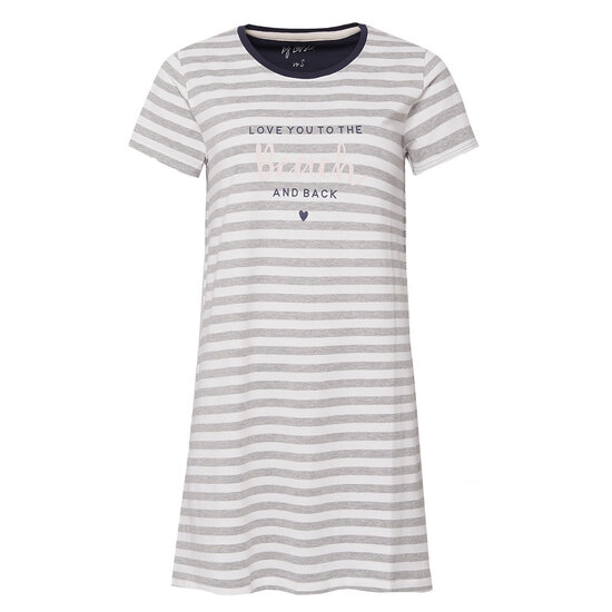 By Louise By Louise Ladies Nightdress Short Sleeve White / Grey Striped