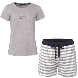 By Louise Ladies Short Pajama Set Shortama Grey