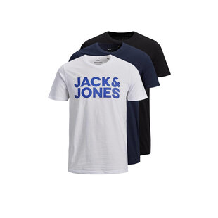 Jack & Jones Heren T-shirt JJECORP Logo Slim Fit 3-Pack