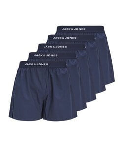 Jack & Jones Wijde Boxershorts JACSOLID 5-Pack Navy Blauw