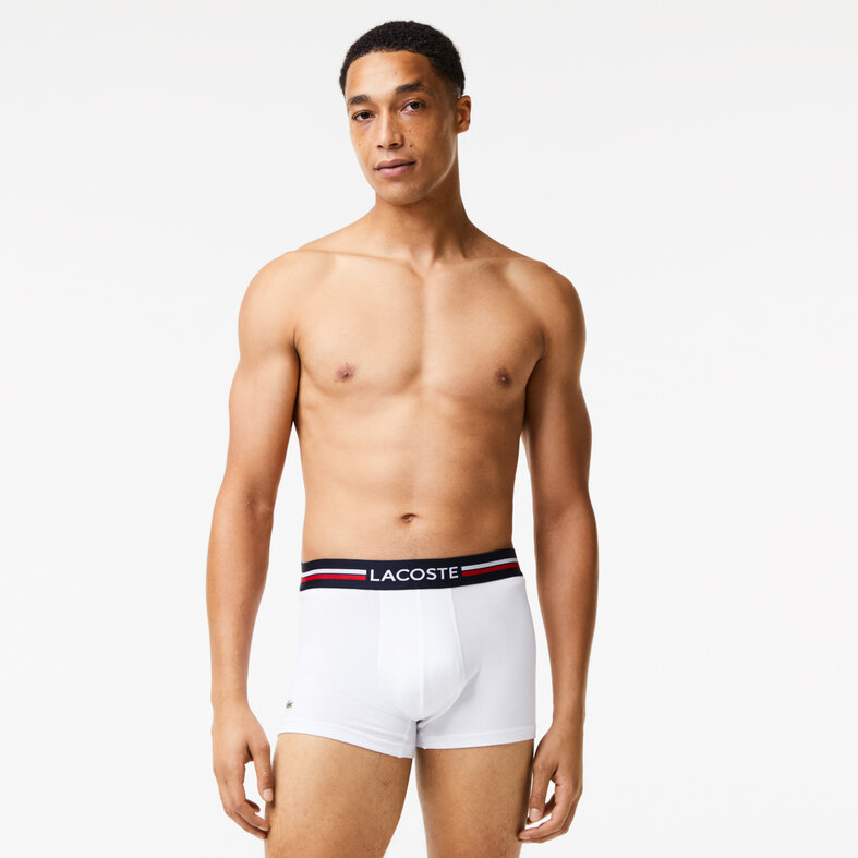 Lacoste Lacoste Boxershorts Heren Gestreept / Wit / Navy 3-Pack