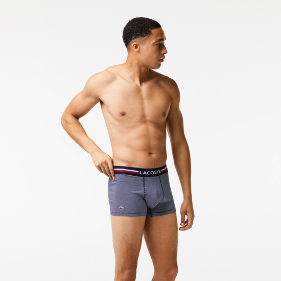 Lacoste Lacoste Boxershorts Heren Gestreept / Wit / Navy 3-Pack