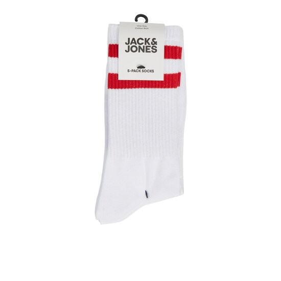 Jack & Jones Jack & Jones Sportsokken Heren JACAEDAN Tennissokken 5-Pack Wit Met Strepen