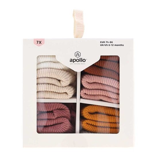 Apollo Apollo Baby Sokken Basic Sokjes Jongens & Meisjes Giftbox 7-Pack