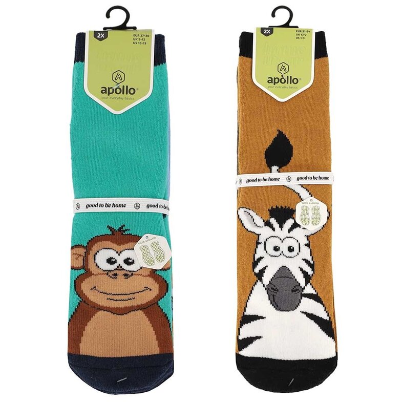Apollo Apollo House Socks Boys Child 4-Pack Animal Print Non-Slip