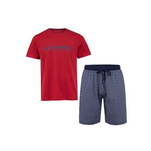 Phil & Co Shortama Men's Short Pyjamas Cotton Red/Grey