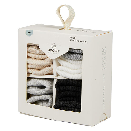 Apollo Apollo Baby Sokken Basic Sokjes Jongens & Meisjes Giftbox 7-Pack