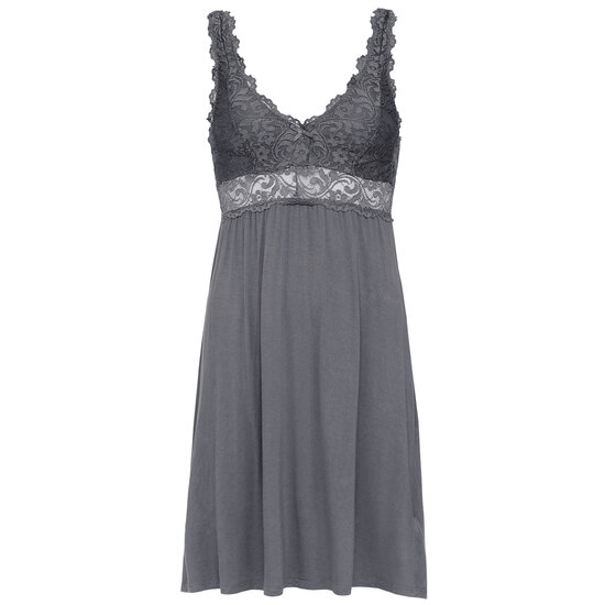 By Louise By Louise Slipdress Ladies Nightshirt With Lace Dark Grey