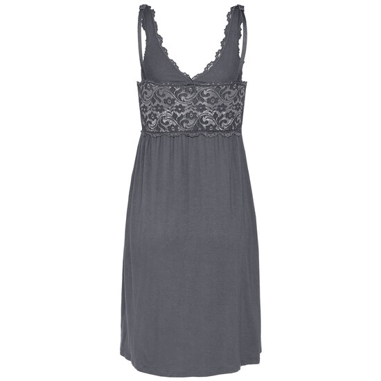 By Louise By Louise Slipdress Ladies Nightshirt With Lace Dark Grey