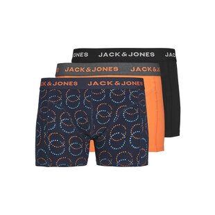 Jack & Jones Heren Boxershorts Trunks JACLOGO CIRCLE Oranje/Donkerblauw/Zwart 3-Pack