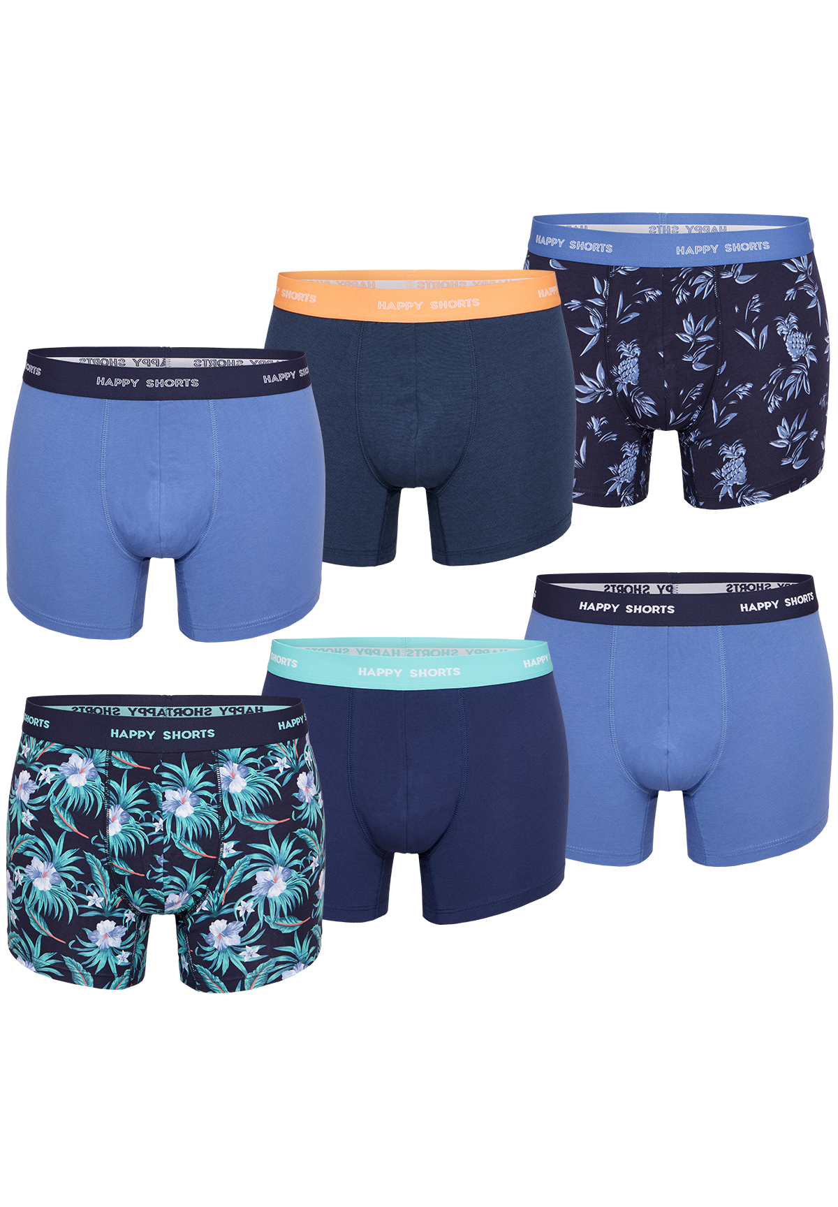 Happy Shorts Happy Shorts Boxershorts Heren Multipack 6 Pack Hawaii Print