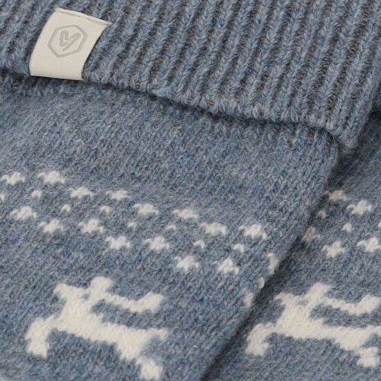 Apollo Apollo Dames Wollen Huissokken Denim Blauw Met Omslag Winter Print