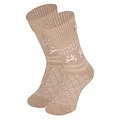 Apollo Apollo Dames Wollen Huissokken Beige Met Omslag Winter Print