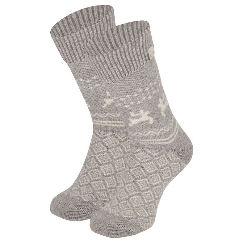 Apollo Apollo Ladies Wool House Socks Grey With Wrap Winter Print