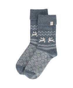 Apollo Ladies Wool House Socks Dark Gray With Wrap Winter Print