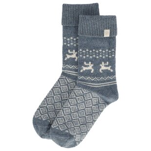 Apollo Ladies Wool House Socks Dark Gray With Wrap Winter Print