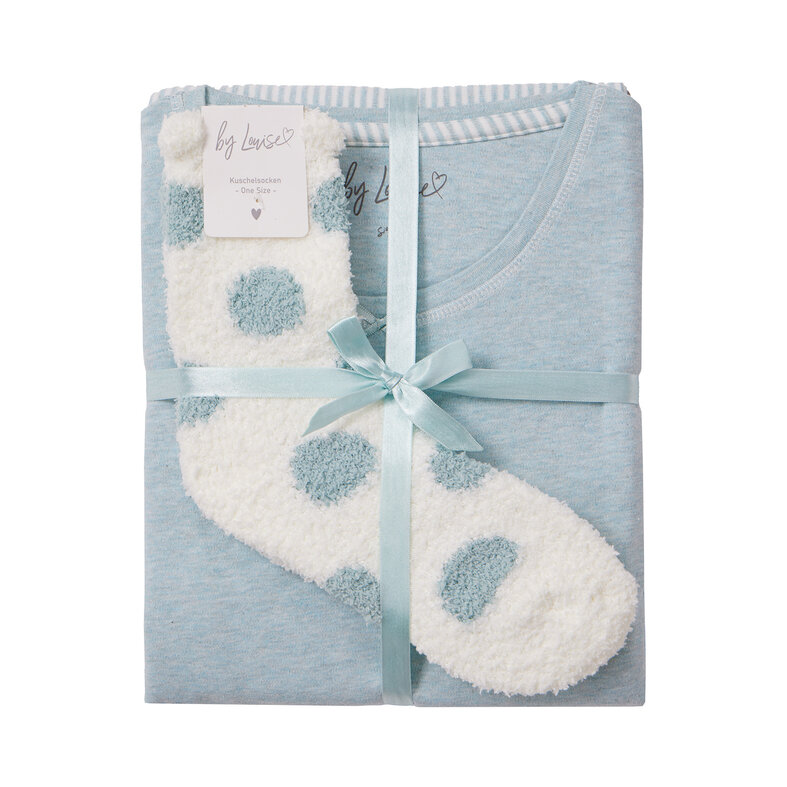 By Louise By Louise Ladies Pajama Set Long Interlock Solid Mint Green