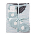 By Louise By Louise Dames Pyjama Set Lang Interlock Gestreept Mint Groen / Antraciet