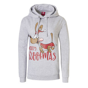 Apollo Ladies Christmas Hooded Sweater Merry Woofmas Hoodie Gray