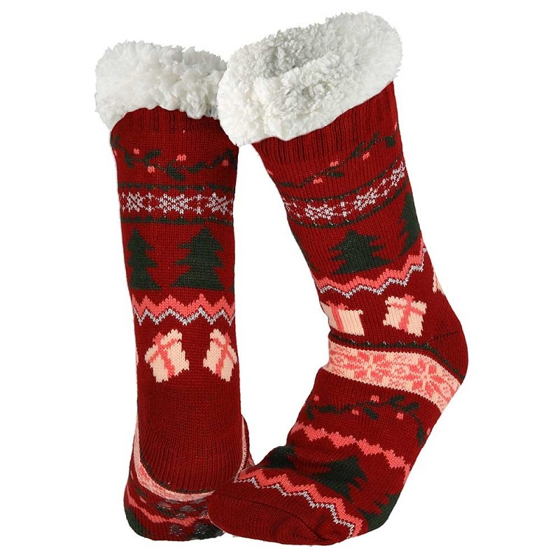Apollo Dames Home Socks Kerst Huissokken Rood