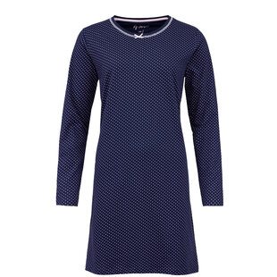 By Louise Ladies Nightshirt Long Sleeve Dotted Dark Blue