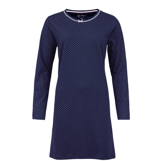 By Louise By Louise Ladies Nightshirt Long Sleeve Dotted Dark Blue