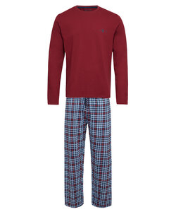 Phil & Co Lange Heren Winter Pyjama Set Katoen Geruit Rood