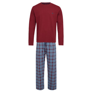 Phil & Co Long Men's Winter Pajama Set Cotton Checkered Red