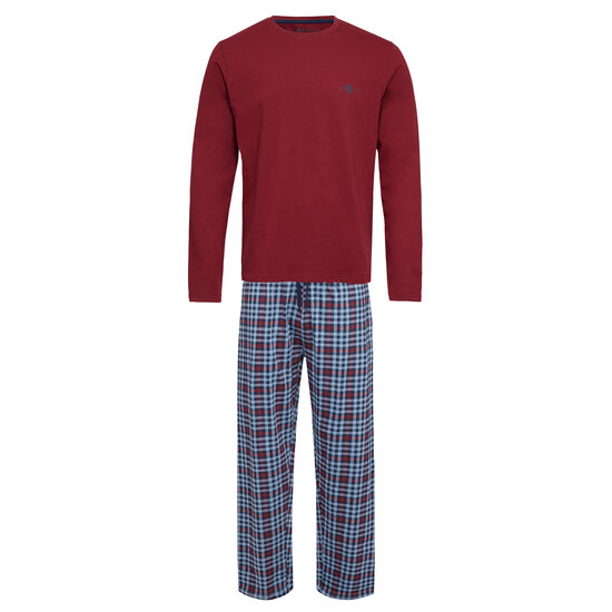 Phil & Co Phil & Co Long Men's Winter Pajama Set Cotton Checkered Red