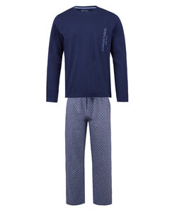 Phil & Co Long Men's Winter Pajama Set Cotton Pattern On Pants Blue