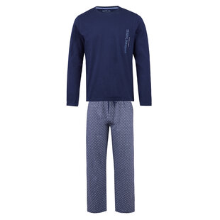 Phil & Co Long Men's Winter Pajama Set Cotton Pattern On Pants Blue