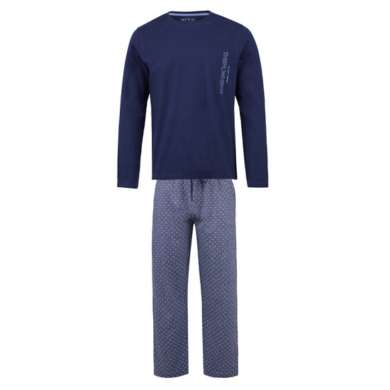 Phil & Co Phil & Co Long Men's Winter Pajama Set Cotton Pattern On Pants Blue
