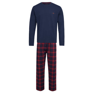 Phil & Co Long Men's Winter Pajama Set Cotton Blocked Dark Blue