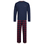 Phil & Co Phil & Co Lange Heren Winter Pyjama Set Katoen Geblokt Donkerblauw