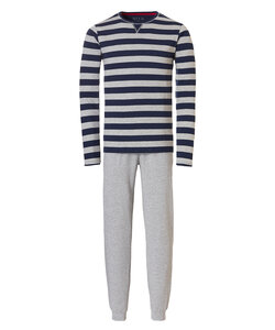 Phil & Co Essential Men's Pyjama Set Long Gray/Blue Striped