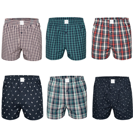 MG-1 MG-1 Wide Winter Boxer Shorts Men's Checked / Christmas Prints 8-Pack