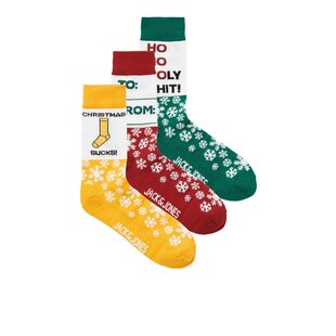 Jack & Jones Socks Men's Christmas JACXMAS Giftbox 3-Pack Rio Red
