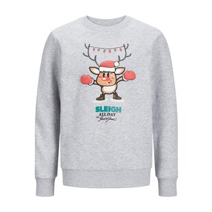 Jack & Jones Junior Kersttrui Jongens JORXMAS Grijs