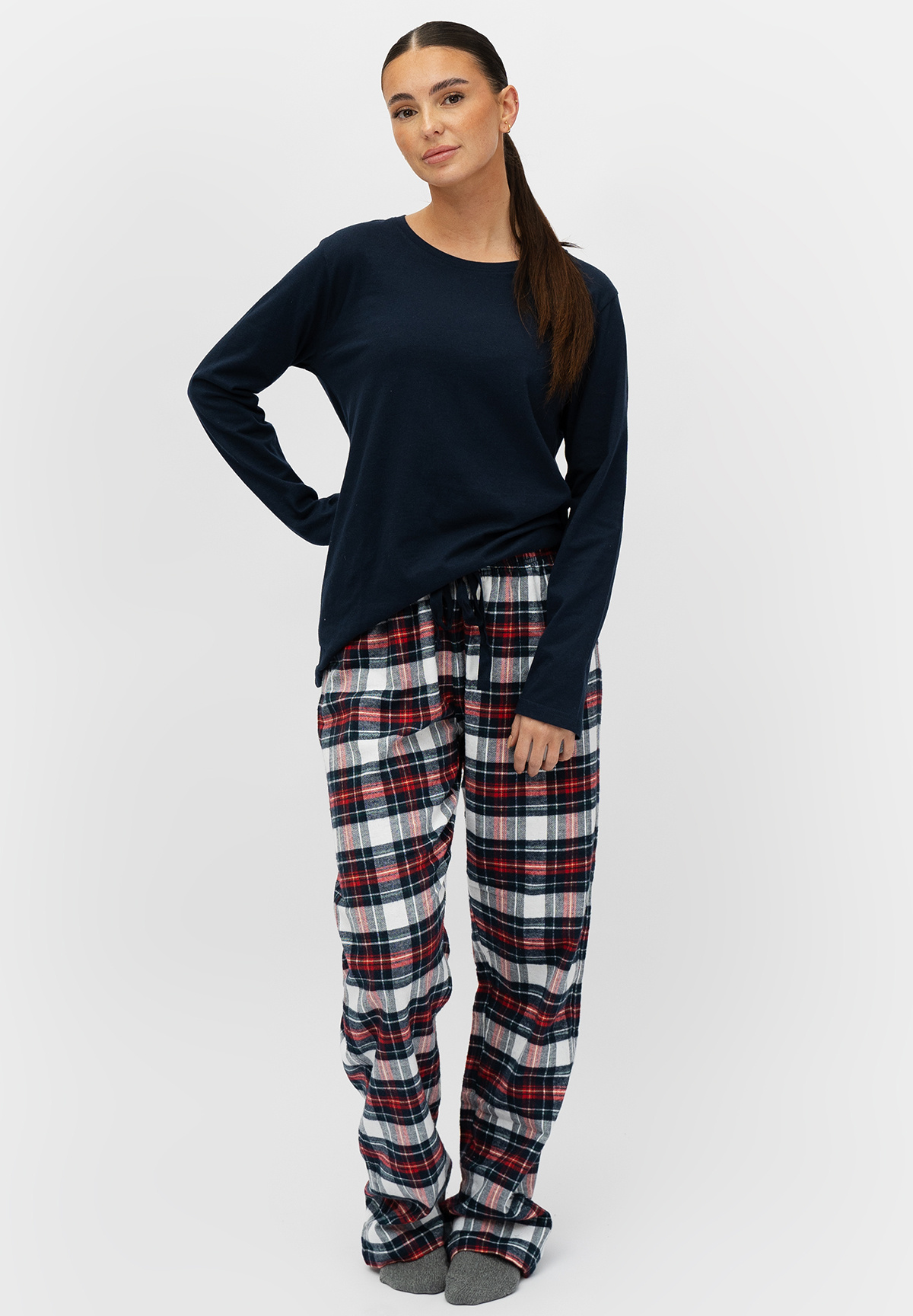 Happy Shorts Happy Shorts Dames Kerst Flanel Pyjama Set Shirt Broek Geruit Giftbox