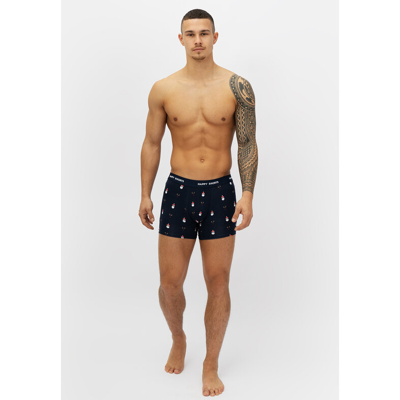 Happy Shorts Happy Shorts 2-Pack Kerst Boxershorts Heren Blauw Kerstmannen / Rendieren
