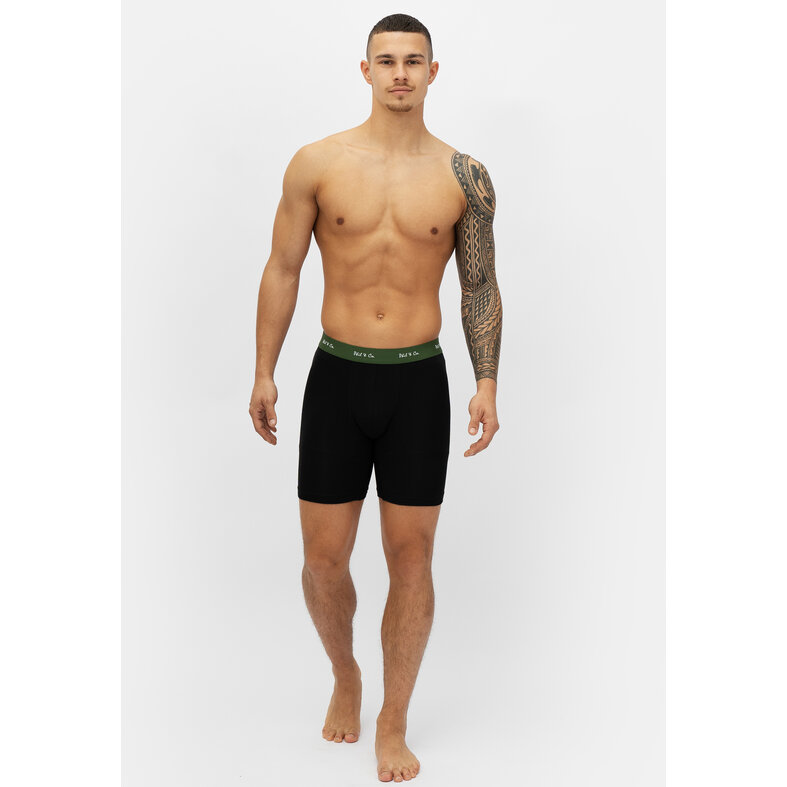 Phil & Co Phil & Co Boxershorts Heren Met Lange Pijpen Boxer Briefs 3-Pack Zwart / Groen