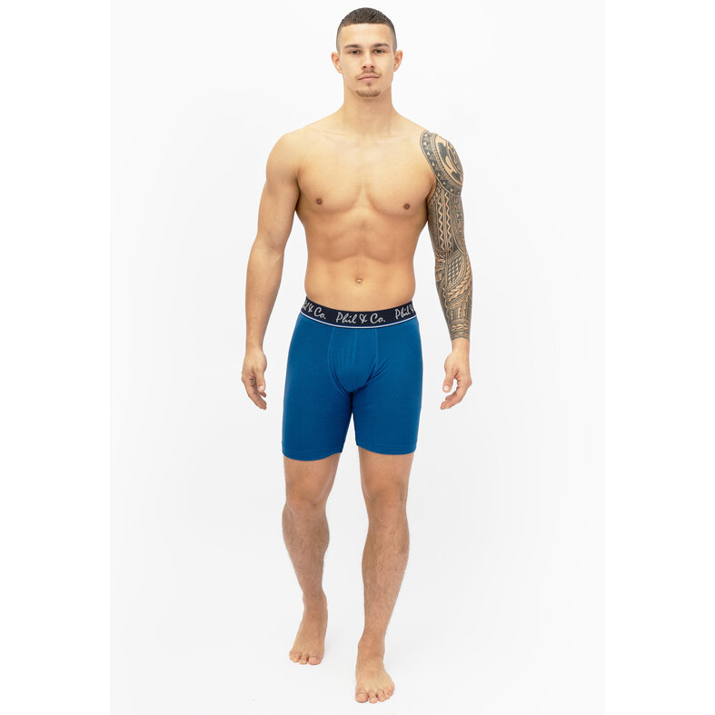 Phil & Co Phil & Co Boxershorts Heren Met Lange Pijpen Boxer Briefs 3-Pack Blauw / Rood
