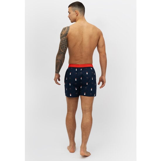 Happy Shorts Happy Shorts Wijde Kerst Boxershort Heren Kerstmannen + Rendieren Donkerblauw