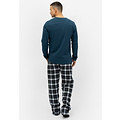 Phil & Co Phil & Co Lange Heren Pyjama Set Met Flanellen Pyjamabroek Blauw